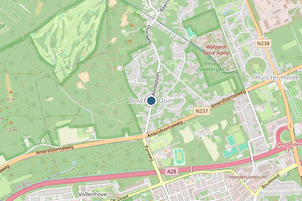 Politie-melding op Bosch en Duin op 23 juni, kaart-overzicht