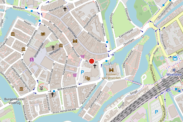 Brandweer-melding op Rijnstraat, Woerden op 27 juni, kaart-overzicht